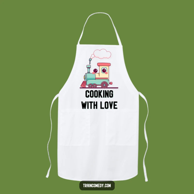 Funny Kawaii Train Heart Cloud Apron - Cook with Love & Cheer!