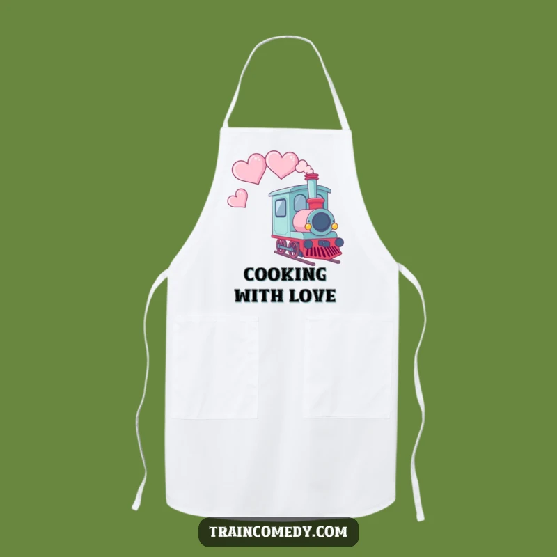 Funny Kawaii Train Heart Smoke Apron: Whimsical Kitchen Fun, Adorable Funny Gift