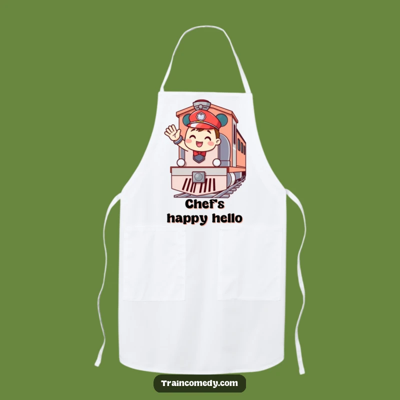 Funny Cheerful Conductor Apron: Cook with a Wave and Train Engine Style, Great Gift!