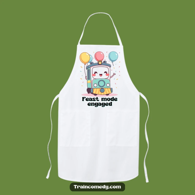 Funny Kawaii Train Celebration Apron - Cook Up Some Festive Fun