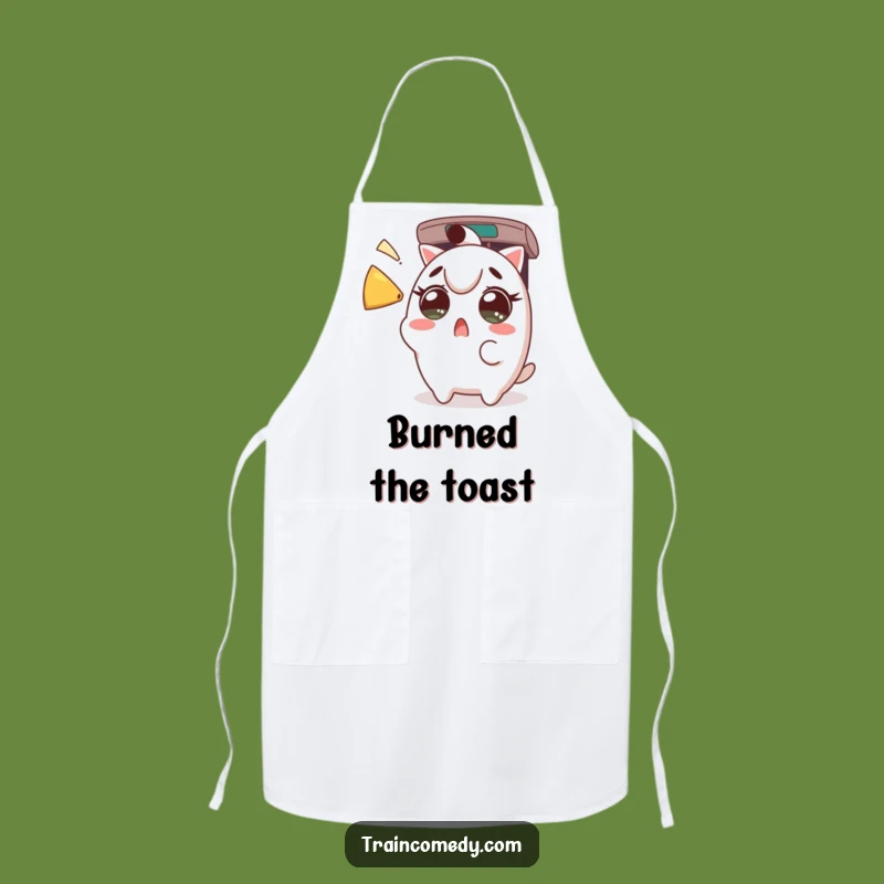 Funny Kawaii Train Horn Apron: Surprised character kitchenwear, a perfect funny gift for cooks.