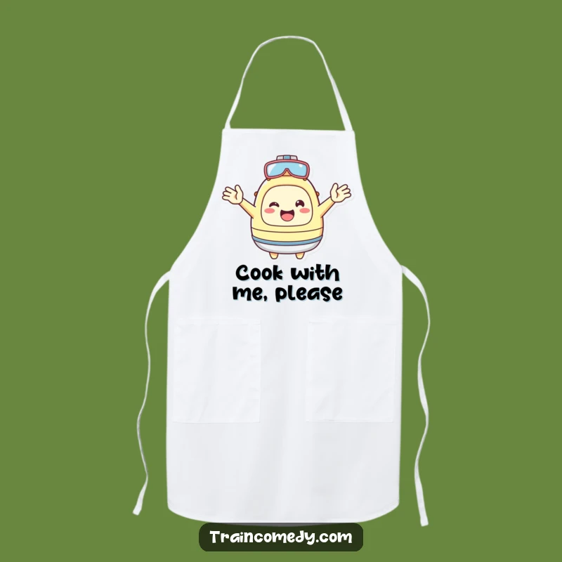Funny Kawaii Welcome Apron: Cheerful character kitchenwear, a perfect funny gift for hosts.