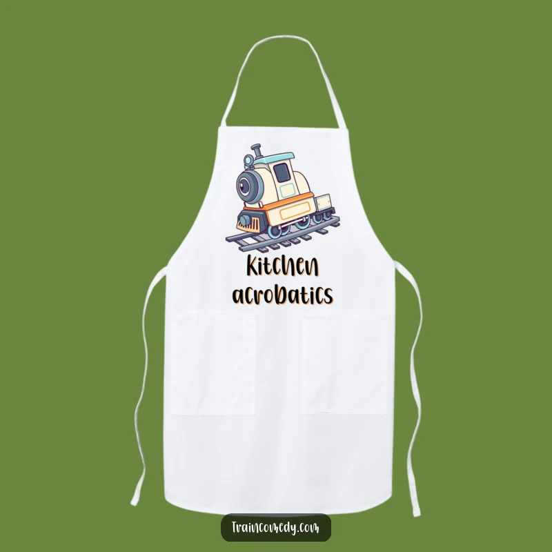 Funny Train Cartwheel Apron: Playful Kitchen Fun and Energetic Cooking Gift