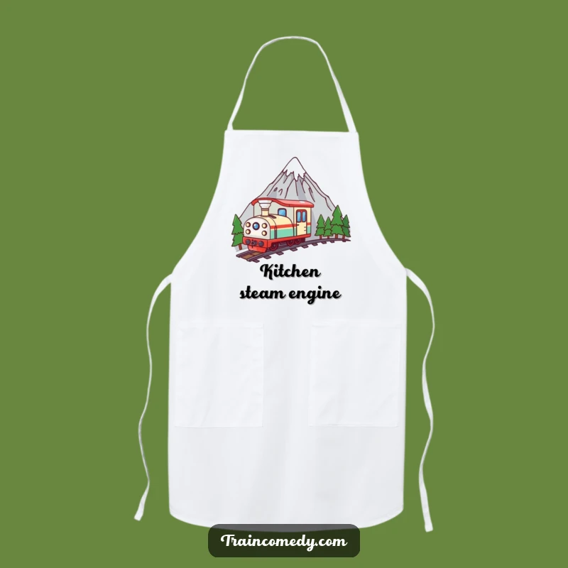 Funny Kawaii Train Mountain Peek Apron - Cook with Curious Kitchen Adventures