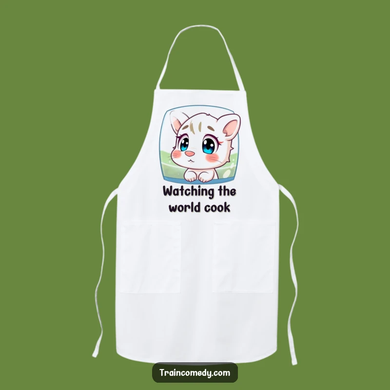Funny Curious Character Apron: Nose Pressed to Glass, Watching Scenery Kitchenwear