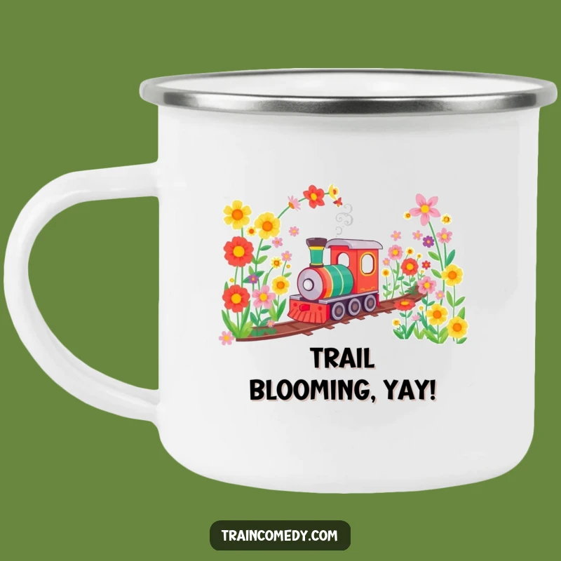 Funny Flower Tunnel Train Camping Mug: Outdoor Blooms, Happy Travels, Gift