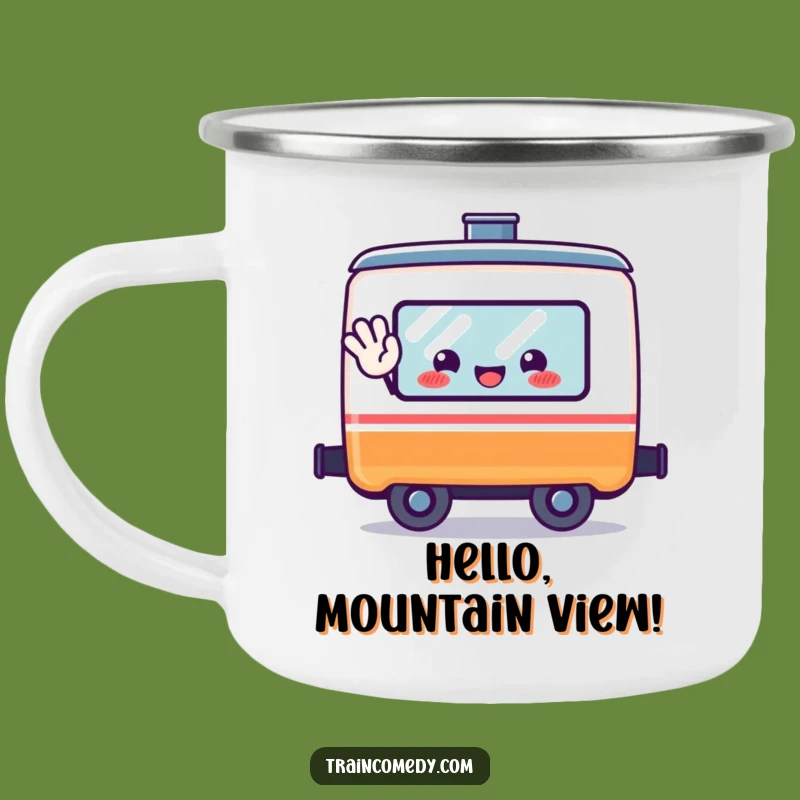 Funny Happy Train Car Camping Mug - Kawaii Waving Adventure Cup