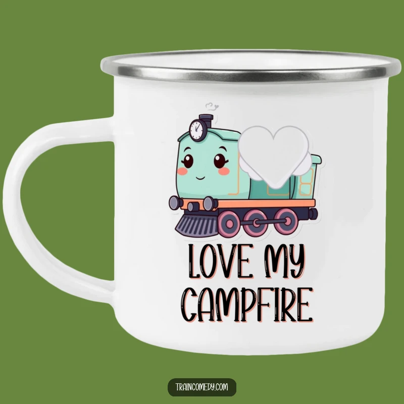 Funny Heart Cloud Train Camping Mug: Romantic Outdoor Sips and Cute Gift