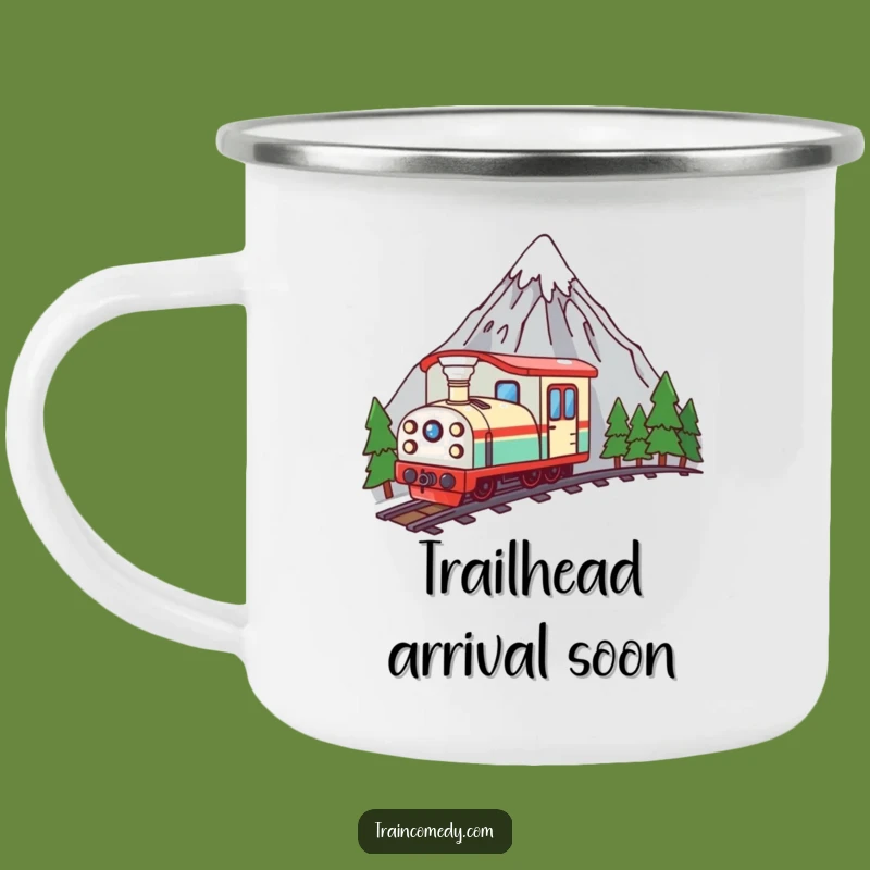 Funny Kawaii Train Mountain Peek Camping Mug - Adventure Ready Curious Gift
