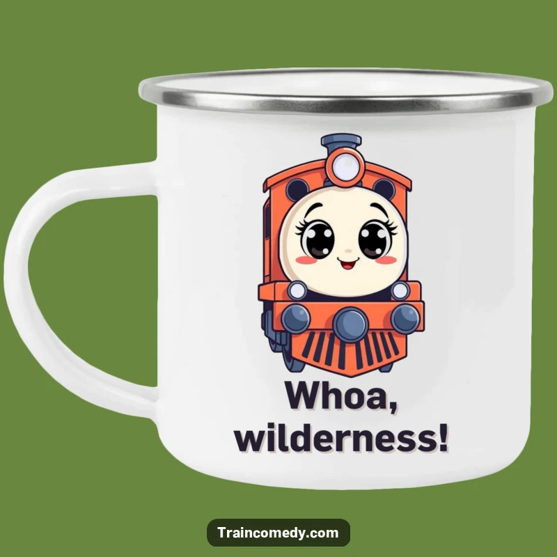 Funny Surprised Train Engine Camping Mug: Adventure Ready Humor, Hilarious Funny Gift