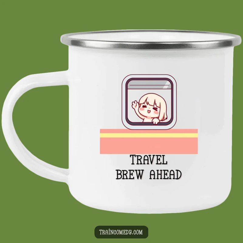 Funny Traveling Character Camping Mug: Rugged Train Enamel Cup, Great Funny Gift