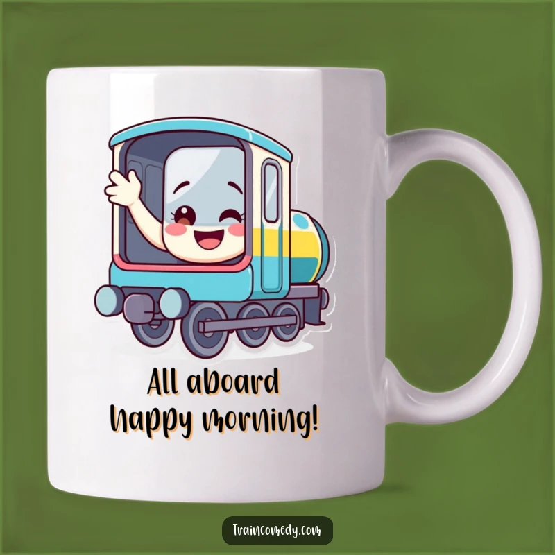 Funny Waving Train Mug - A Cheerful Locomotive Gift for Train Lovers