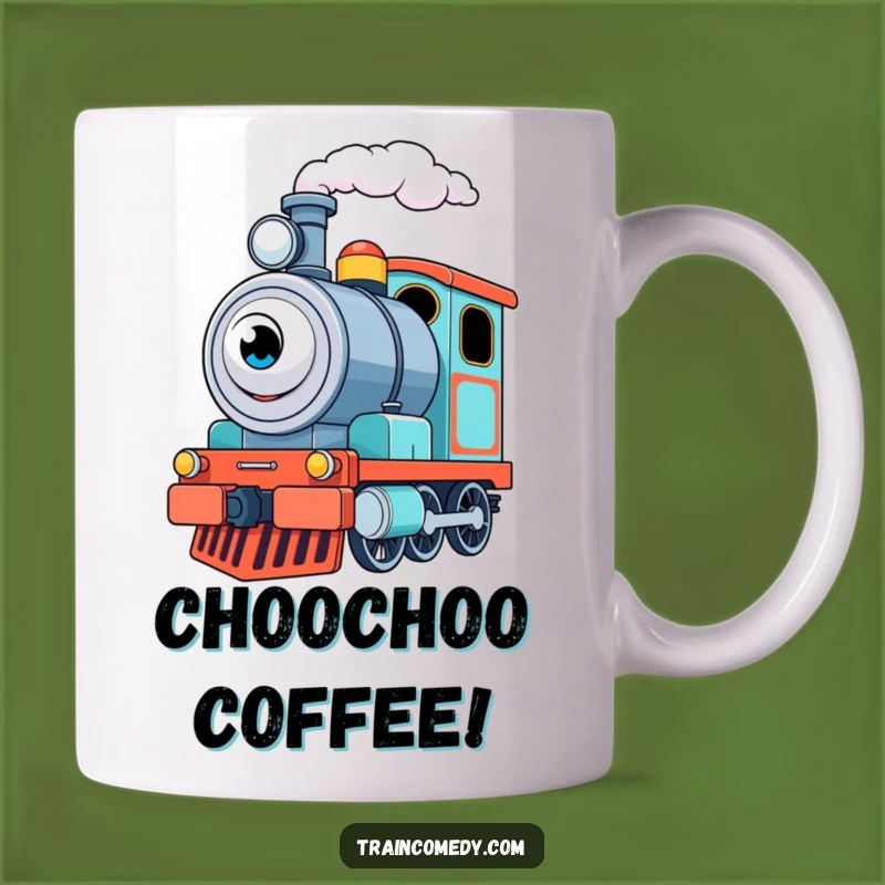 Funny Train Engine Mug: Excited Puffer Nostalgia - Perfect Funny Gift!