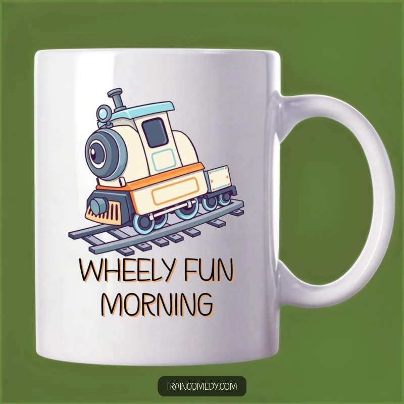 Funny Train Cartwheel Mug: Playful Track Fun Gift for Train Enthusiasts
