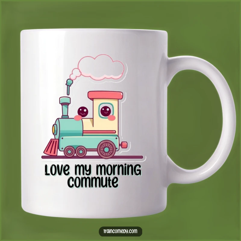 Funny Kawaii Train Heart Cloud Mug - Spread Love with This Cute Character Gift!