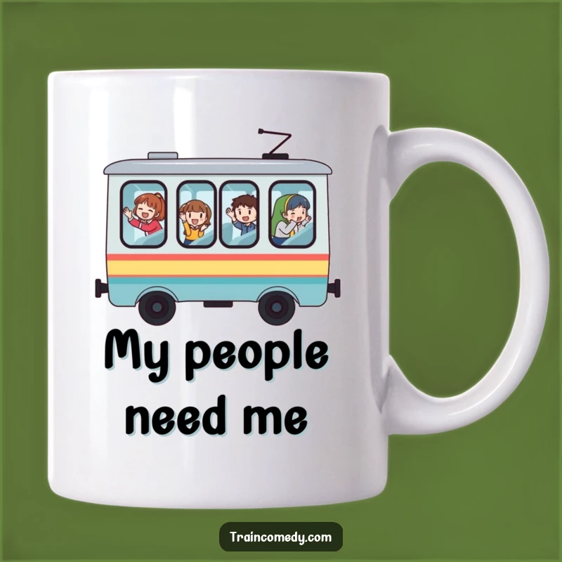 Funny Whimsical Train Mug, Oversized Windows, Waving Passengers - Perfect Funny Gift!