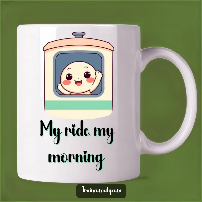 Funny Train Character Mug - Cheerful Greeting from a Whimsical Journey
