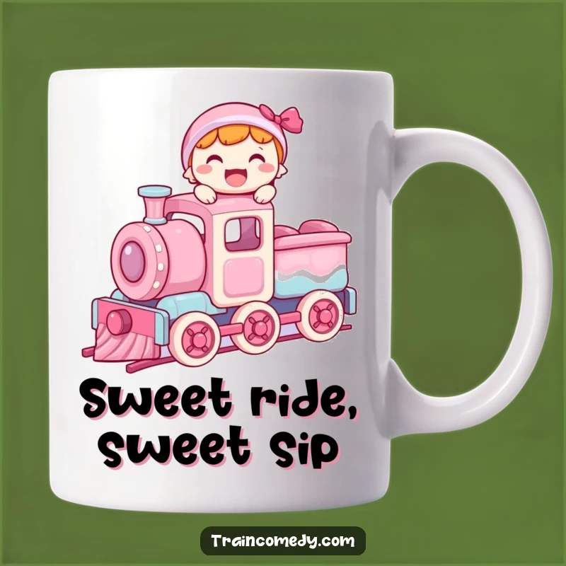 Funny Candy Train Mug: Joyful Rider, Sweet Balance, Perfect Funny Gift