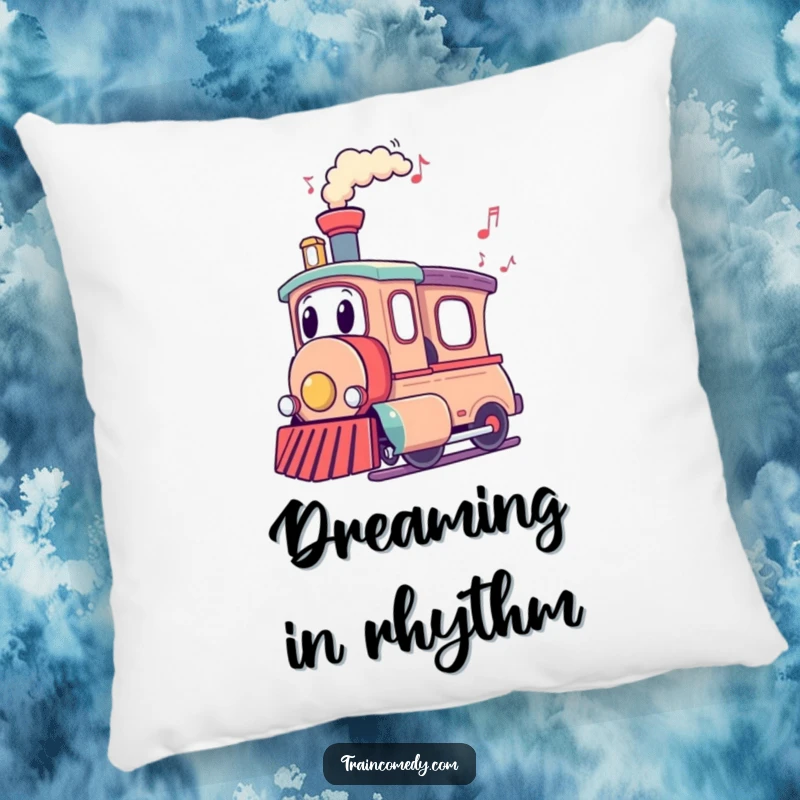Funny Train Pillow: A train character with musical notes flowing from its chimney provides cozy support and funny, melodic charm.