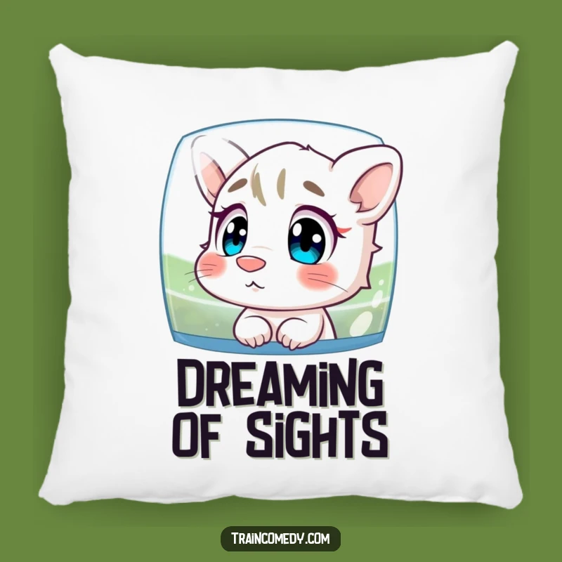 Funny Curious Character Pillow: Nose Pressed to Glass, Cozy Watching Pillow