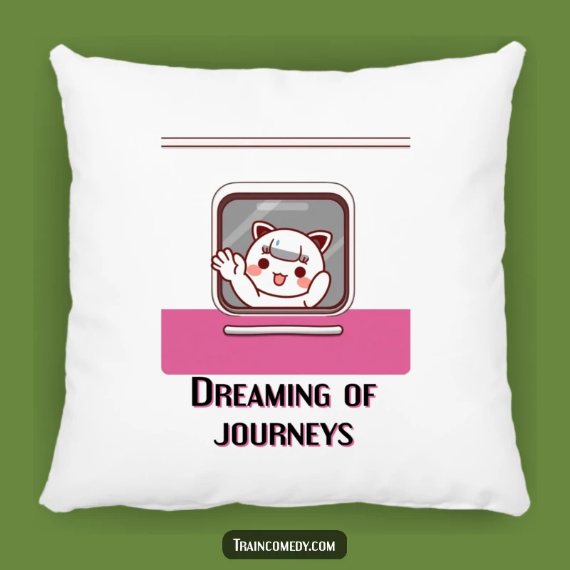 Funny Kawaii Train Pillow: Soft waving character cushion, a perfect funny gift for comfort.