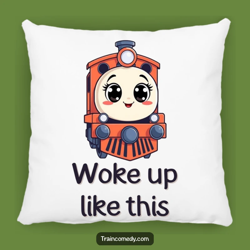 Funny Surprised Train Engine Pillow: Comfy & Cute Accent Pillow, Perfect Funny Gift