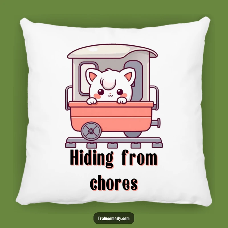 Funny Train Comfort Pillow: Comical peek for cozy adventures, a cozy and funny gift.