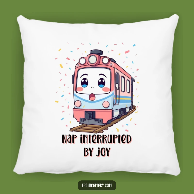 Funny Surprised Train Pillow - Cozy Confetti Locomotive Cushion Gift