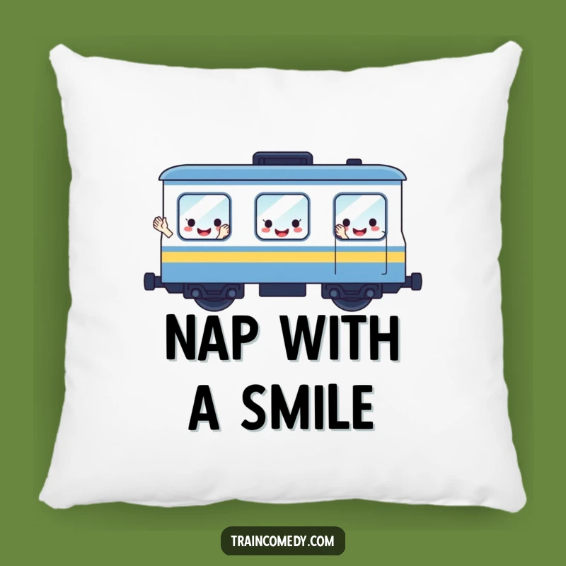 Funny Waving Train Car Pillow: Cozy Comfort with a Cheerful, Smiling Face