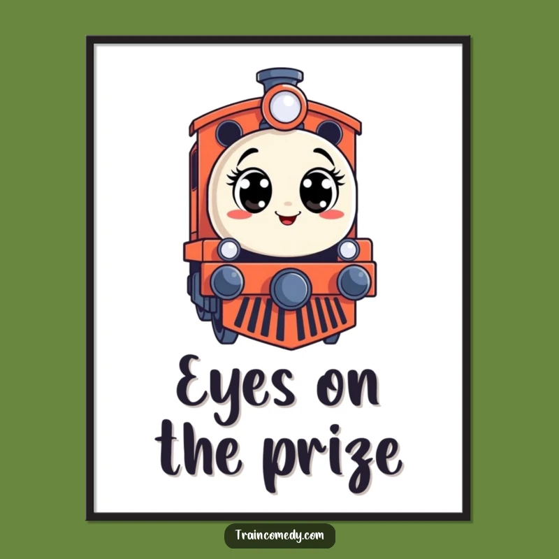 Funny Surprised Train Engine Digital Art: Instant Whimsy Print, Perfect Funny Gift