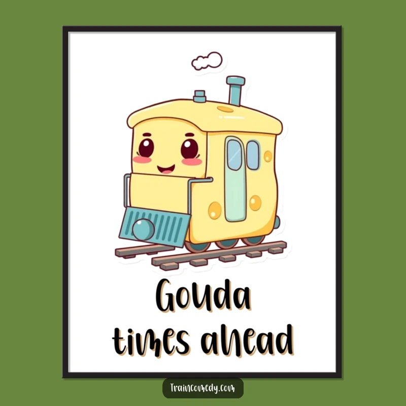 Funny Cheese Train Digital Art Print Instant Whimsy for Your Walls