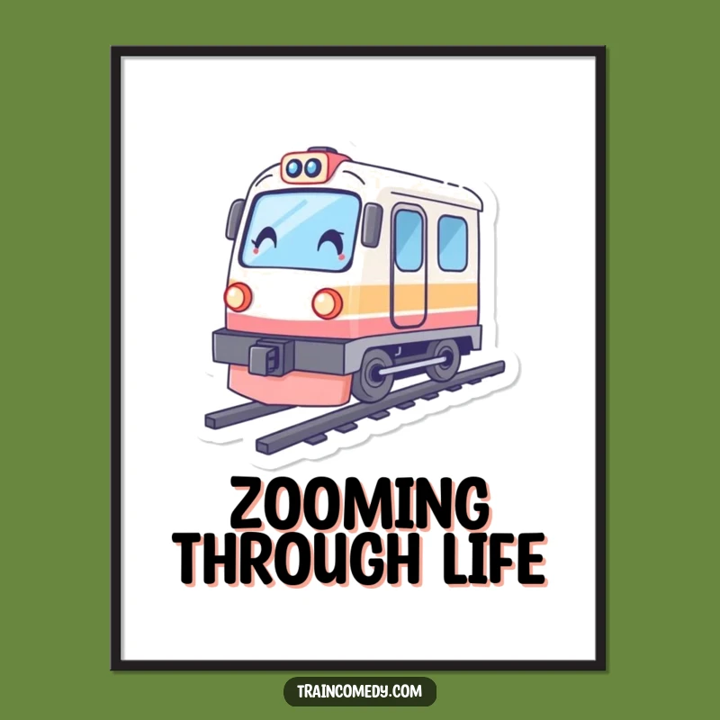 Funny Fast Train Digital Art, Art of Speed, Tilting Character - Instant Thrill!