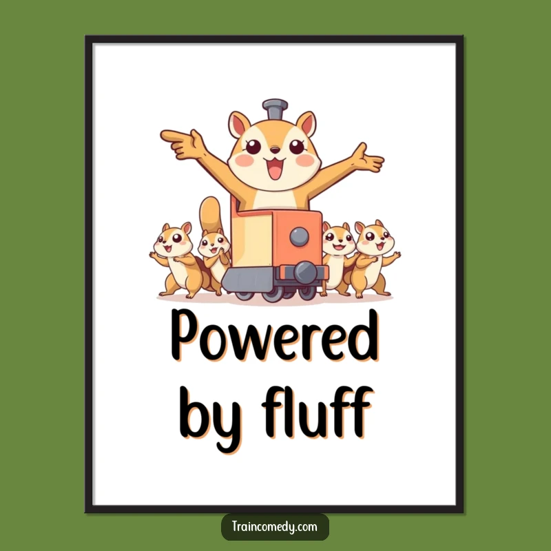 Funny Flying Squirrel Train Digital Art: Instant Adventure, Wild Scene, Decor Gift