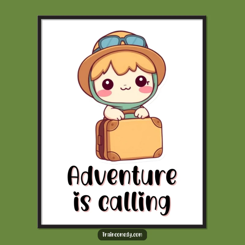 Funny Kawaii Adventure Digital Art - Instant Wanderlust Decor