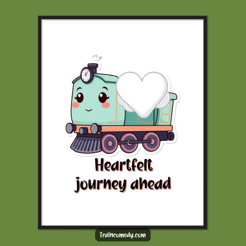 Funny Heart Cloud Train Digital Art: Instant Romantic Decor and Cute Gift Download