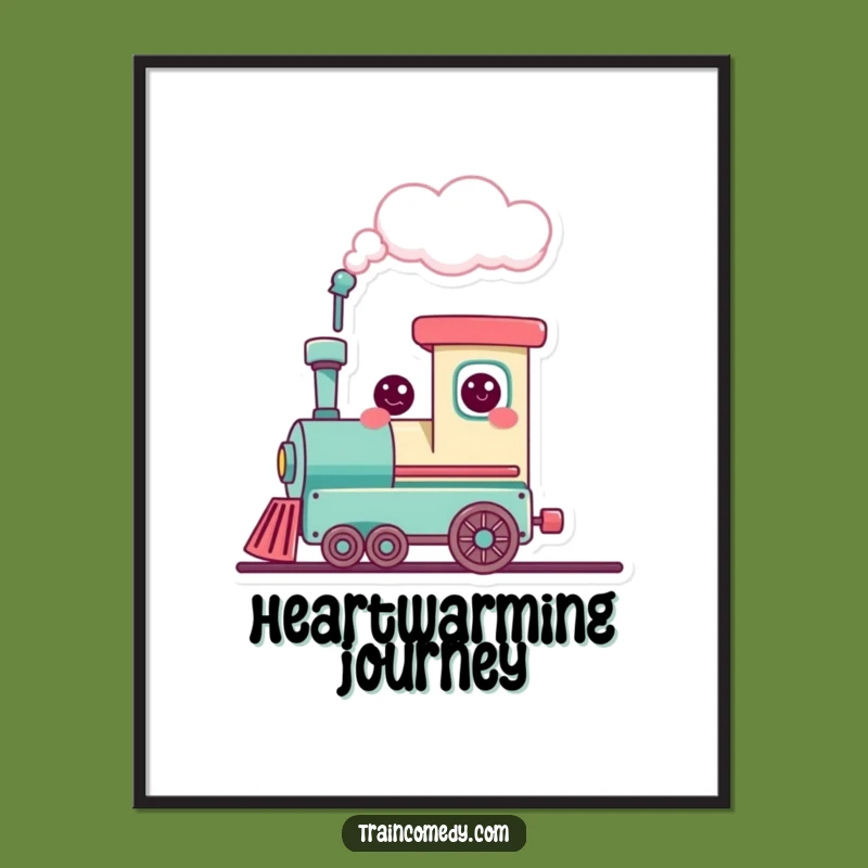 Funny Kawaii Train Heart Cloud Digital Print - Instant Download for Cheerful Walls!
