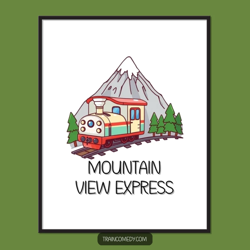 Funny Kawaii Train Mountain Peek Digital Print - Instant Curious Decor Download