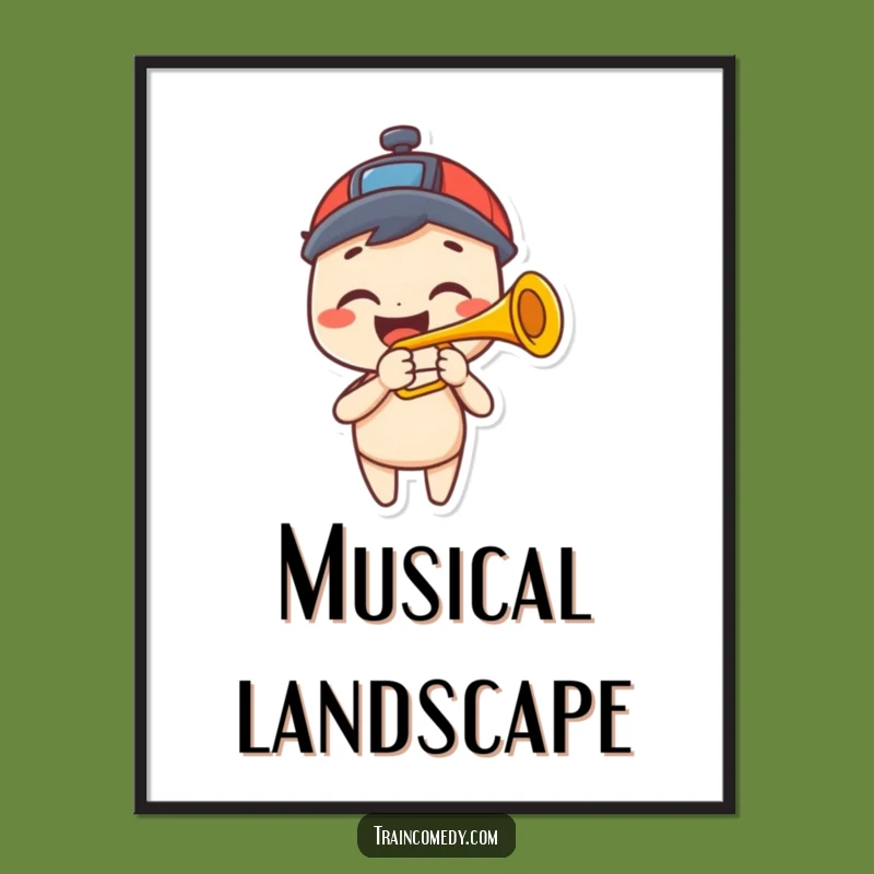 Funny Digital Art: Happy Train Horn Music, Grinning Joy, Perfect Funny Gift