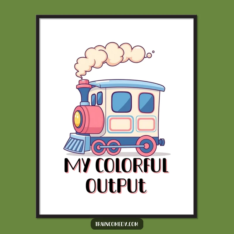 Funny Colorful Smoke Train Digital Art, Artistic Rings, Instant Cheer!