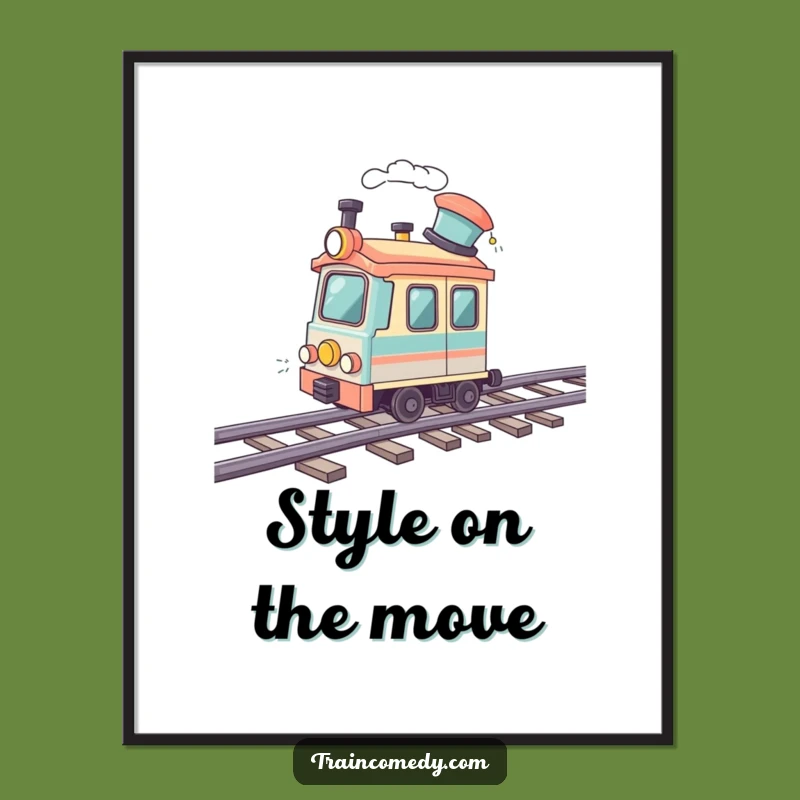 Funny Jaunty Hat Train Digital Art - Instant Stylish Decor Download