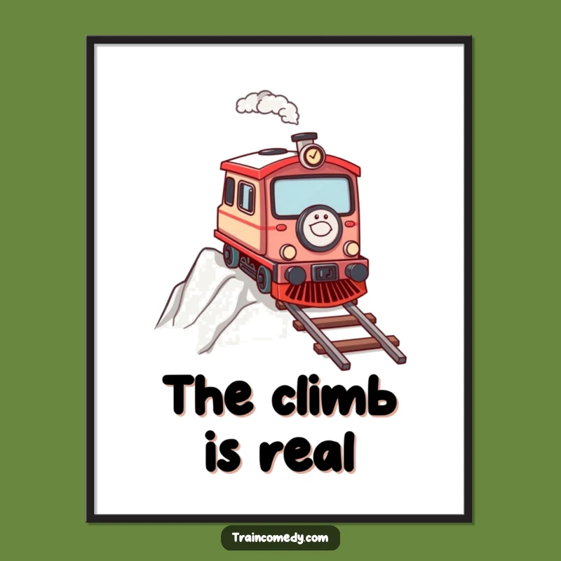 Funny Determined Train Digital Art: Instant Motivational Decor and Journey Gift Download