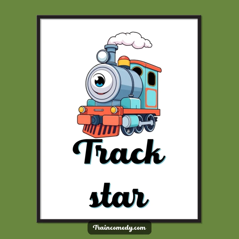 Funny Train Engine Digital Art: Excited Puffer Art - Instant Funny Gift!