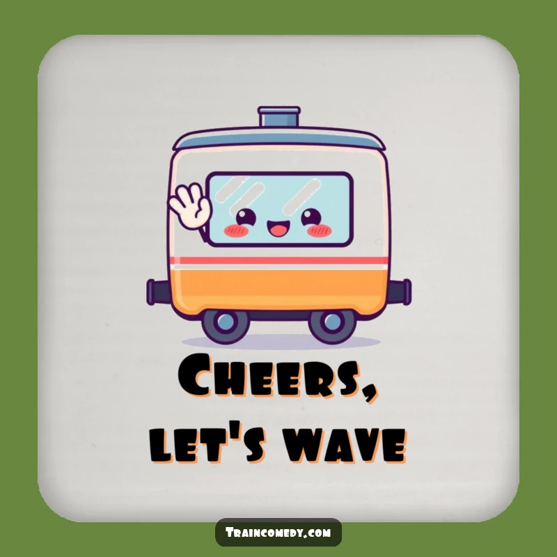 Funny Happy Train Car Coaster - Kawaii Waving Drink Protector