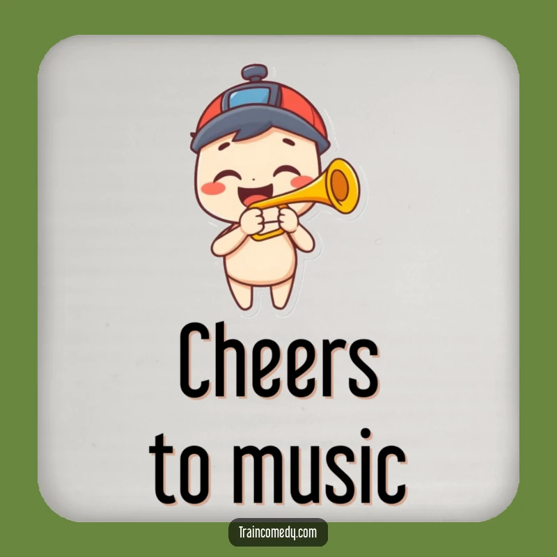 Funny Coaster Set: Happy Train Horn Music, Grinning Fun, Perfect Funny Gift