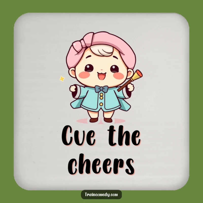 Funny Kawaii Conductor Coaster: Smiling character drink protector, a perfect funny gift.