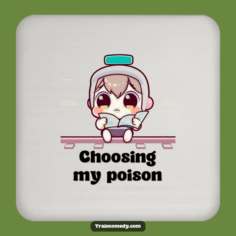 Funny Kawaii Train Map Coaster: Curious character drink protector, a perfect funny gift.