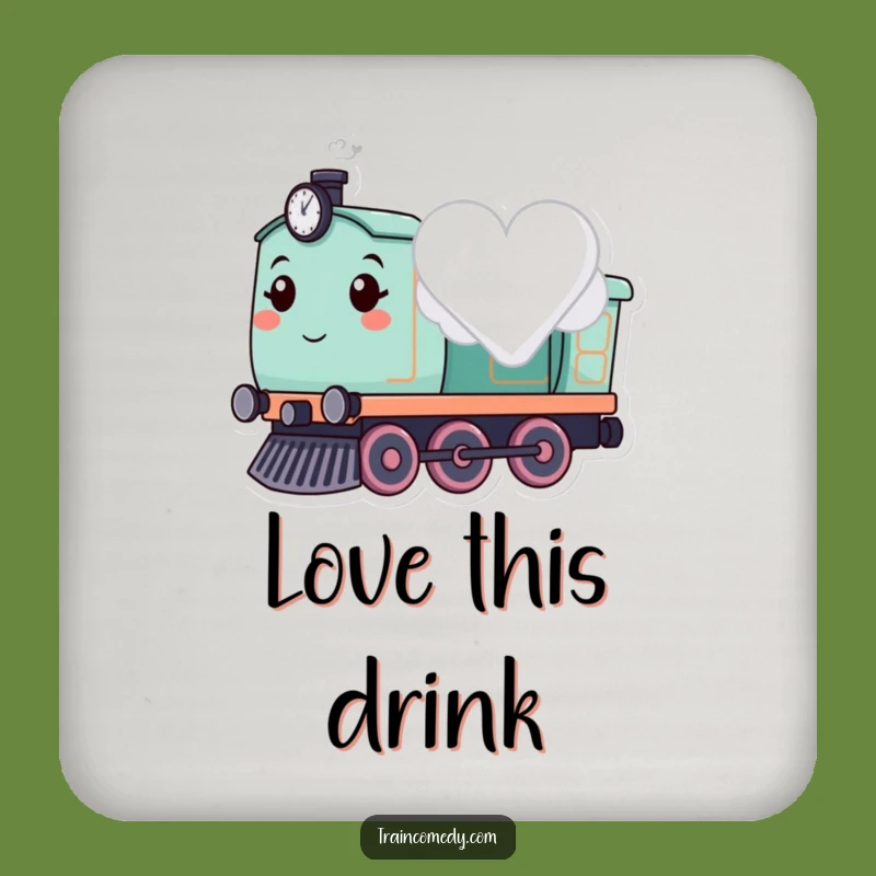 Funny Heart Cloud Train Coasters: Protect Surfaces with Cute Romantic Charm Gift