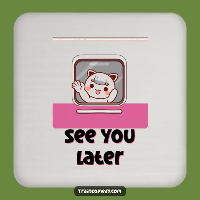 Funny Kawaii Train Coaster: Charming waving character drink protector, a perfect funny gift.