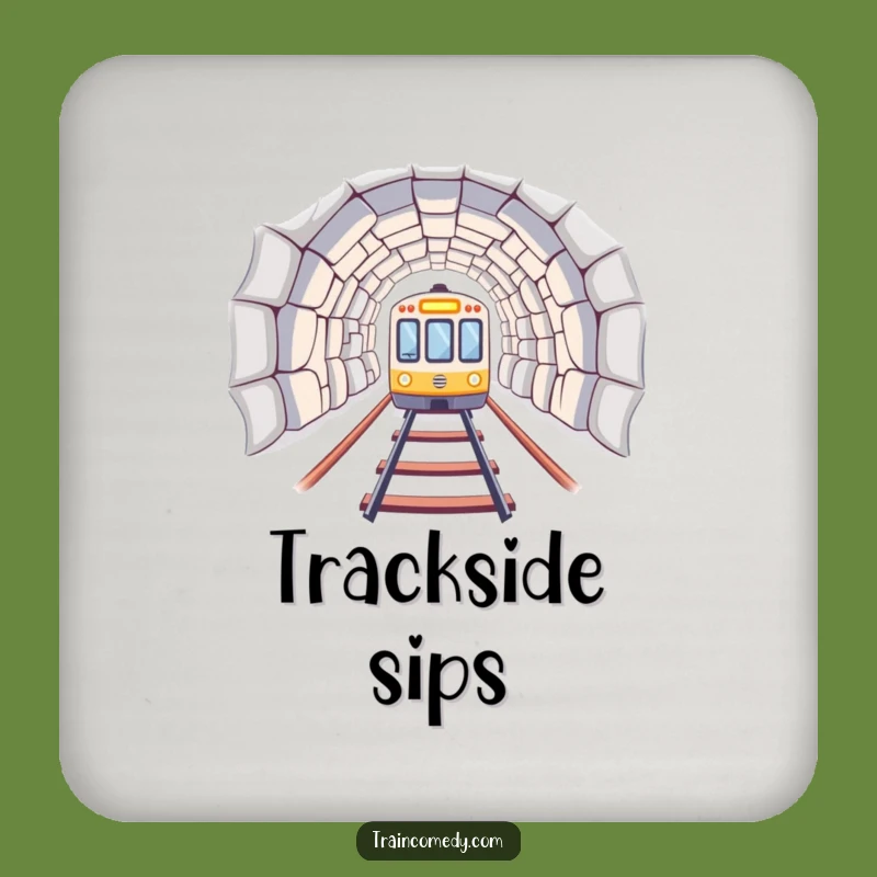 Funny Train Tunnel Drink Coaster - Protect Surfaces with Railway Humor