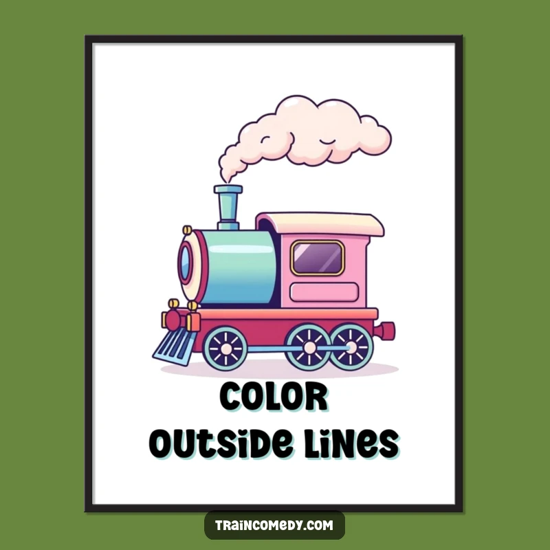 Funny Rainbow Smoke Train Poster - Magical Wall Art for a Cheerful Space